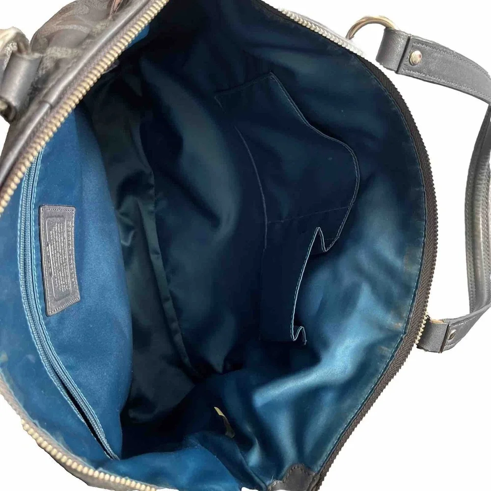 Coach Gray C Logo Shoulder Bag Large Tote Satin Lining 28285E